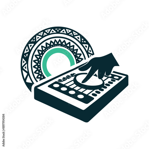 Tribal DJ Mixer Icon Green and Black