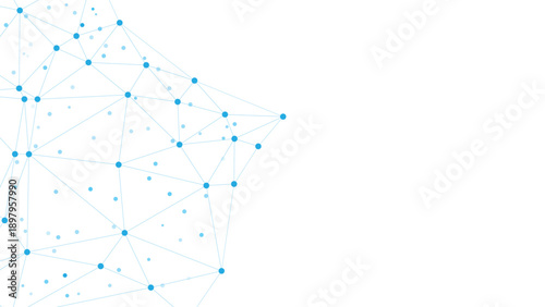 Network Connections and Data Points on White Background with Blue Nodes