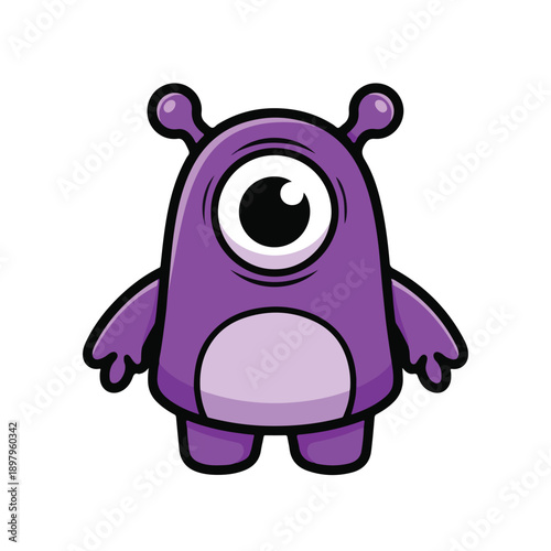 A purple cartoon monster with one eye