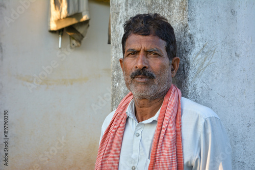 Portrait of indian farmer in rural village