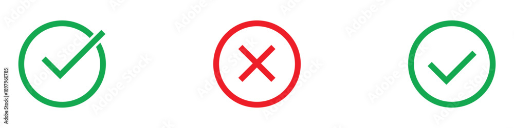 Obraz premium Green check marks and red cross icon vector. correct and incorrect option symbol. vector illustration.