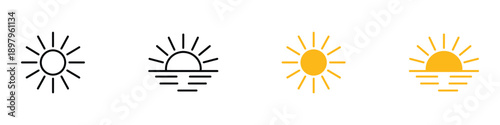 Sun and sunset  icon vector. morning, evening symbol. vector illustration.