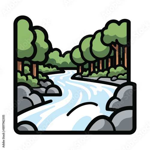 A serene forest river scene