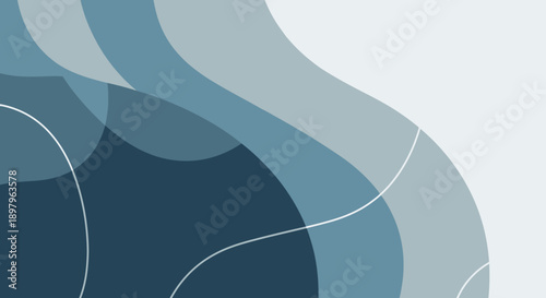 Abstract Waves of Serene Blue and Gray Tones with Subtle White Lines Creating a Calming, Modern Aesthetic