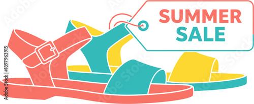 Vibrant collection of fashionable summer sandals on sale, perfect for warm weather activities and stylish holiday outfits. Enjoy great discounts on trendy footwear