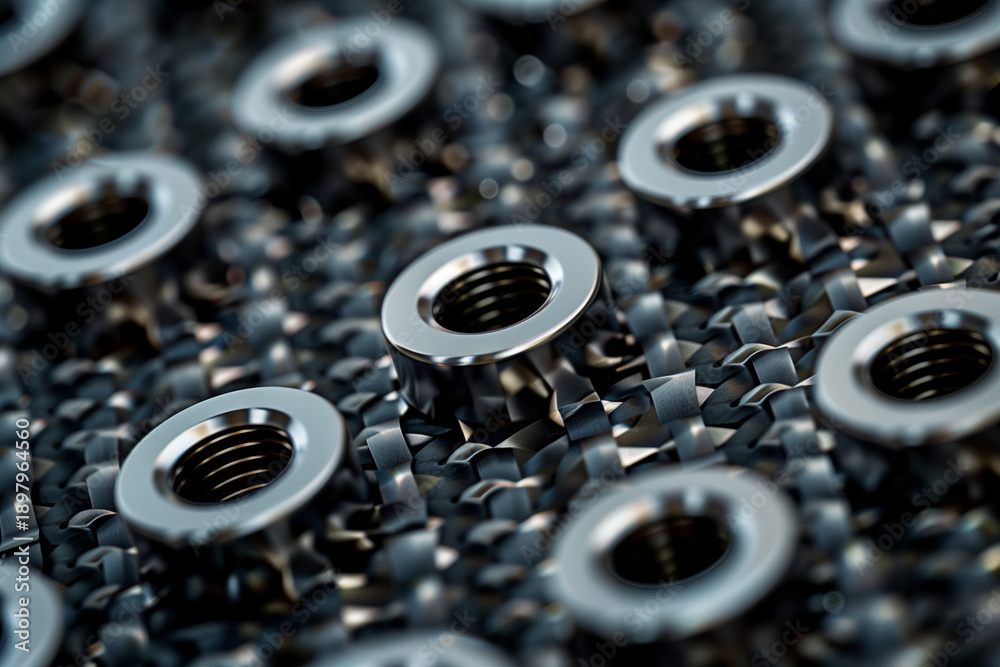 Obraz premium Premium carbon fiber weave and titanium bolts industrial texture