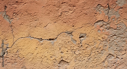 Grungy Terracotta Wall Texture with Deep Cracks and Weathered Sandstone Finish