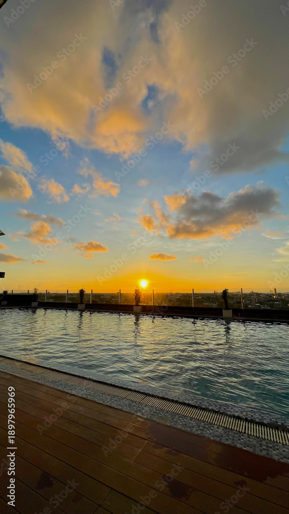 Fototapeta premium Sunset Over Waterfront Pier
