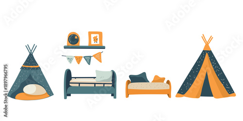 stylish set of cribs for children’s room