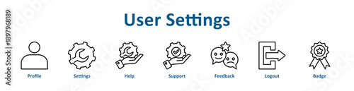 User Settings icon banner line art collection
