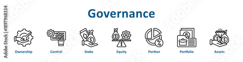 Governance icon banner line art collection