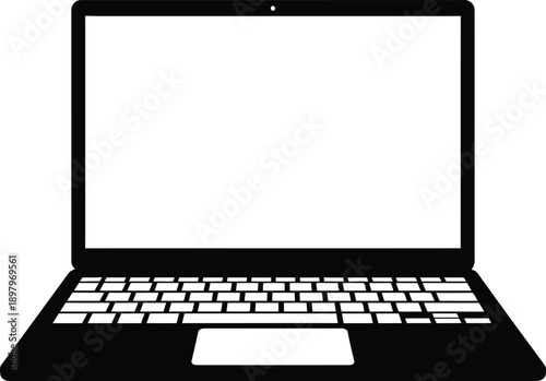 Laptop Silhouette: A sleek, modern laptop in a minimalist silhouette, showcasing an empty screen, suggesting endless possibilities for creativity and communication.