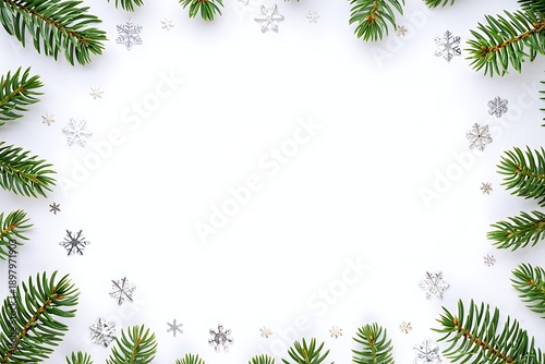 Elegant holiday wreath design with lush green foliage and delicate white berries.