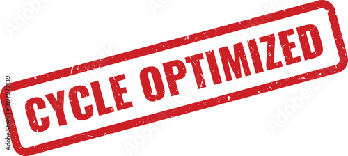Red CYCLE OPTIMIZED Rubber Stamp on White Background Indicating Process Efficiency