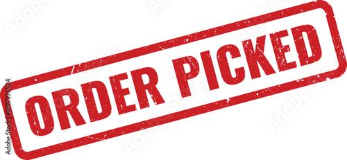 Red ORDER PICKED Rubber Stamp on White Background Indicating Completion of Picking Process