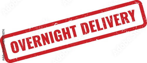Red Overnight Delivery Rubber Stamp on White Background Indicating Urgent Shipping