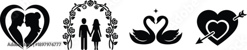 Romantic Silhouette Icon Set