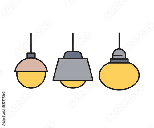 pendant light icons set illustration vector