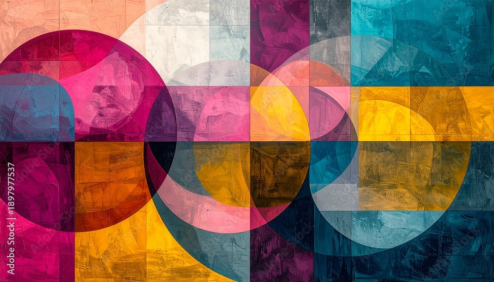 Fototapeta premium Abstract Layered Translucent Color Field Geometric Background