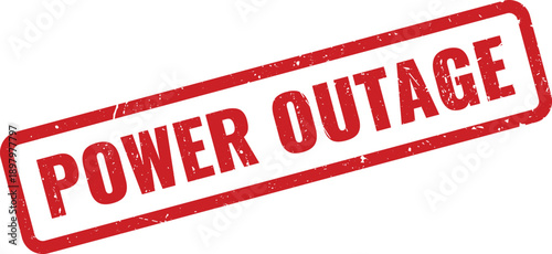 Red POWER OUTAGE Rubber Stamp on White Background Indicating Disruption of Electricity Supply