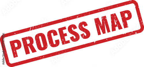 Red PROCESS MAP Rubber Stamp on White Background Indicating Planning or Structure