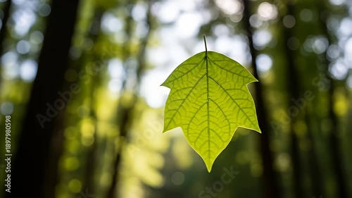 Green Leaf in Forest - A Serene Nature Scene.