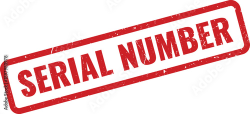 Red Serial Number Rubber Stamp on White Background Indicating Product Identification