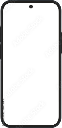 Realistic Mobile Phone Mockup Vector Illustration Featuring Blank Smartphone Screen with Isolated Modern Cellphone Frame Design, Clean App Presentation Template for User Interface Showcases
