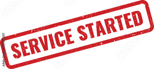 Red STARTED Rubber Stamp on White Background, Indicating Service Initiation