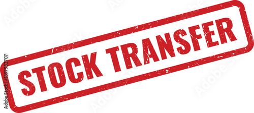 Red STOCK TRANSFER Rubber Stamp on White Background Indicating Item Relocation