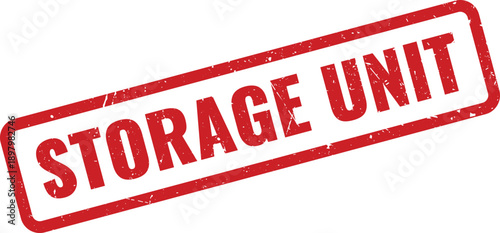 Red STORAGE UNIT Rubber Stamp on White Background Indicating Reserved Space