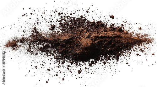 A cloud-like dark brown mass with fine texture, speckled on a black background
