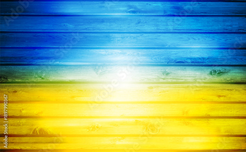 Blue yellow Ukrainian grunge wooden flag