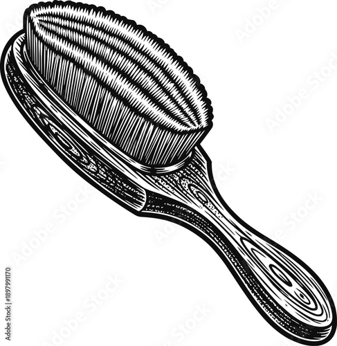 Wooden hairbrush with dense bristles, grooming tool with ergonomic handle for personal care