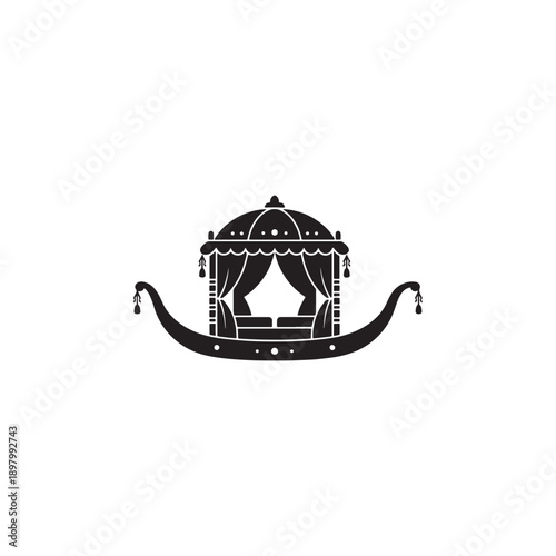 Traditional Wedding Doli Silhouette Vector Elegant Palanquin Design