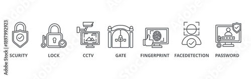 Security system banner web icon vector illustration concept