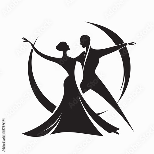 Ballroom Dance Logo Vector Images on White Background