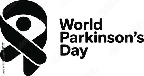 World parkinson's day ribbon logo in minimalist black and white