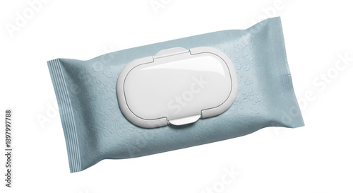 Tableau sur toile Light blue baby wipes package isolated PNG, soft hygienic cleaning cloths for se