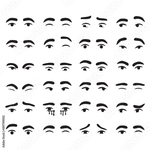 black and white icons set