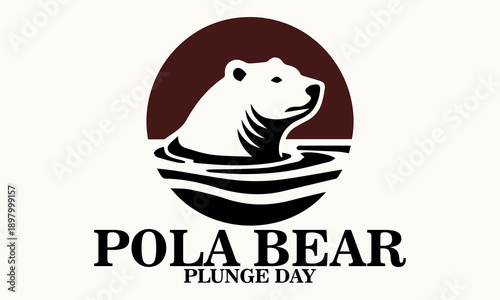 polar bear plunge day logo icon. polar bear plunge day illustration vector background.