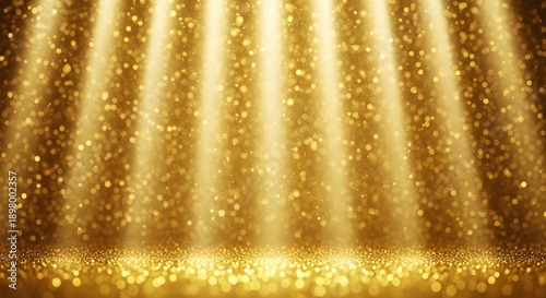 Golden light rays with glitter overlay effect for banner or poster, isolated on transparent background, png