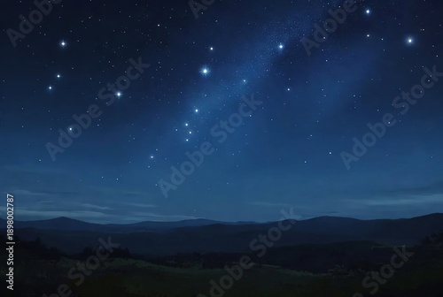 Spectacular night sky filled with countless stars and the Milky Way over dark mountain…
