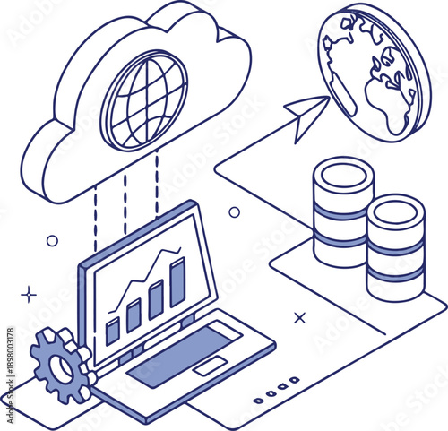 Cloud Computing and Global Data Network Illustration – Digital Technology Concept Design