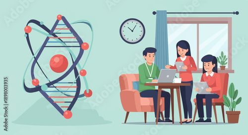 People collaborate on science and technology projects at home