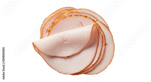 Fotografía Pile of sliced turkey breast isolated PNG on transparent background, deli meat f