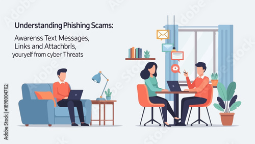 People learning about online threats and safe internet practices at home