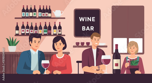 People enjoying drinks in a wine bar