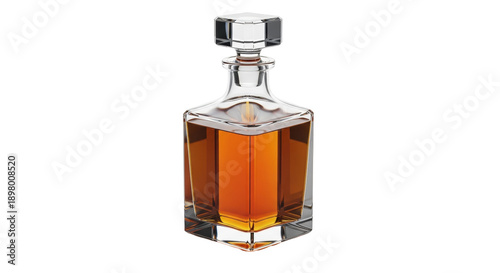 Принти на полотні Square whiskey decanter with stopper isolated PNG, crystal liquor bottle with am