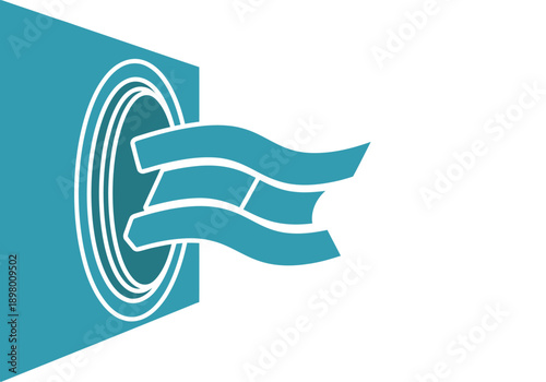 Cooling system graphic showcasing airflow and comfort. Modern teal and white design highlights efficient home cooling. Clean, professional illustration.